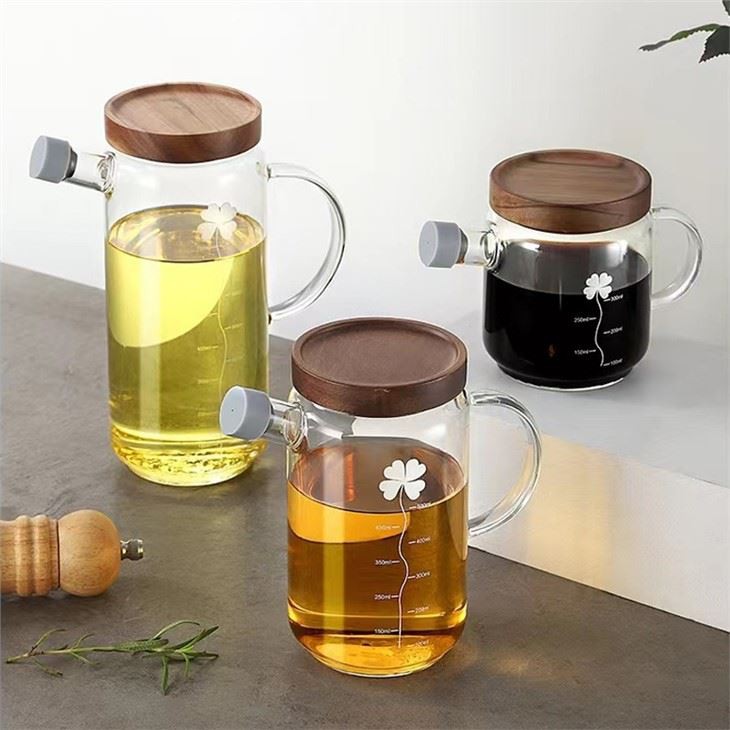 Large Capacity Solid Wood Lid Kitchen Oil Pot